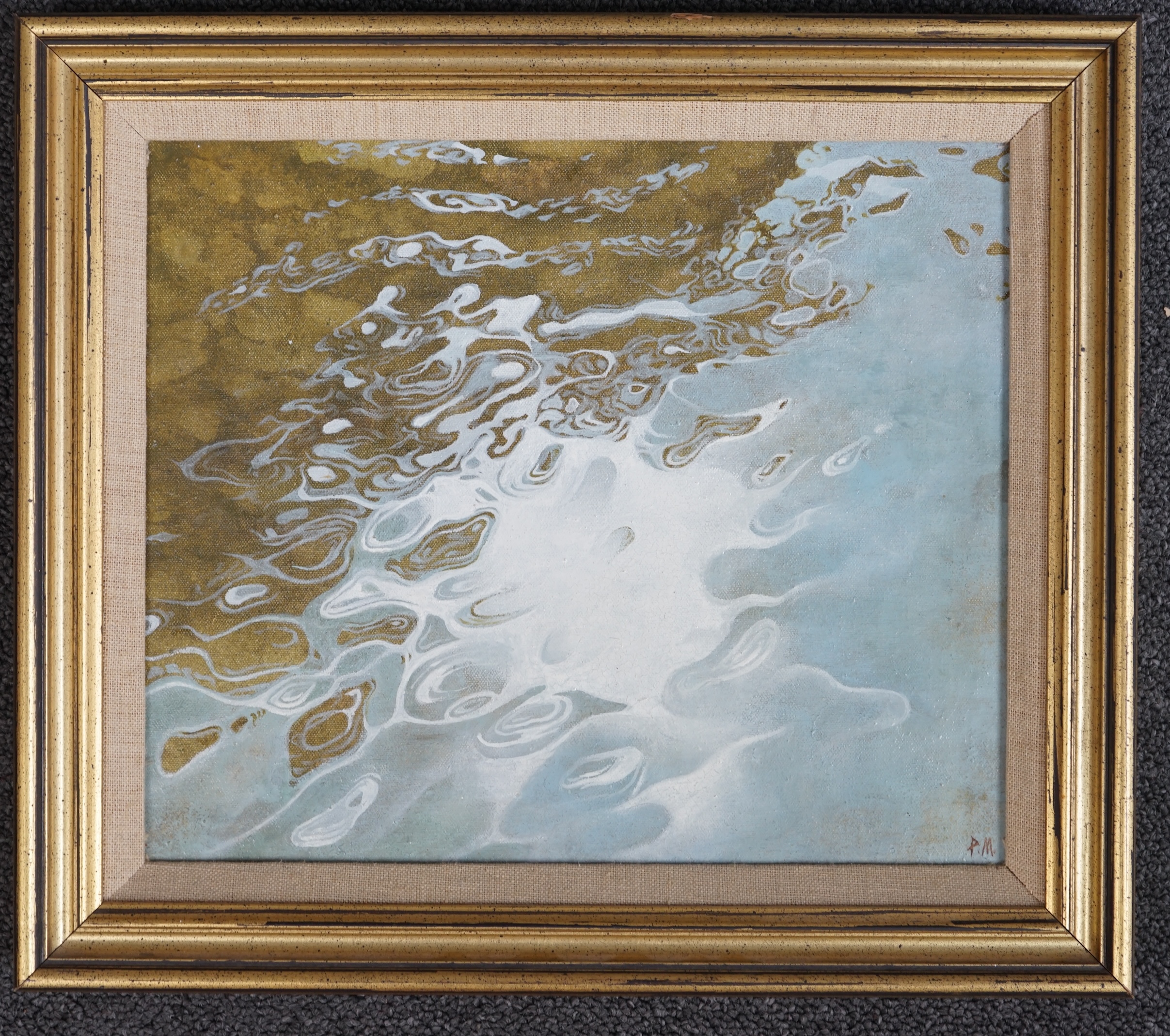 Pamela Monks, oil on board, 'River Wye, Peak District', signed with initials, details verso, 23 x 27cm. Condition - good